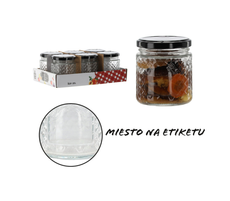 Sklenená dózička ETIKETKA Ø6,7x6,5 cm 0,16 L Sklenená dózička ETIKETKA Ø6,7x6,5 cm 0,16 L