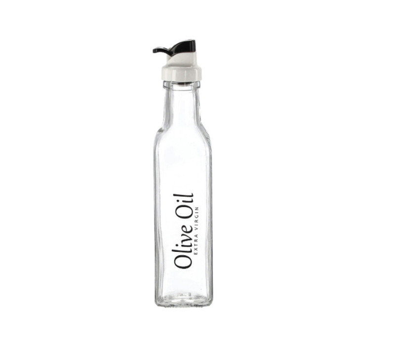 Fľaša sklenená na olivový olej transparentná 28x5,5x5,5 cm 0,5 L Fľaša sklenená na olivový olej transparentná 28x5,5x5,5 cm 0,5 L