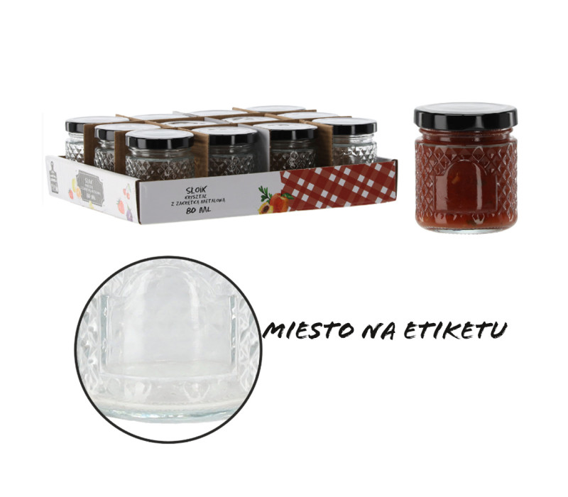 Sklenená dózička ETIKETKA Ø5,5x5,6 cm 0,08 L Sklenená dózička ETIKETKA Ø5,5x5,6 cm 0,08 L