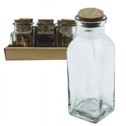 Obdlžníková fľaša sklenená 0,4 L korok