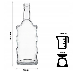 Fľaša sklenená 0,2 L ploská 18,5x6 cm