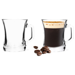 Sada sklenených pohárov na kávu s uškom 6 ks 0,2 L 9x9 cm