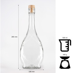 Fľaša sklenená široká 0,5 L 26,5x10,6 cm