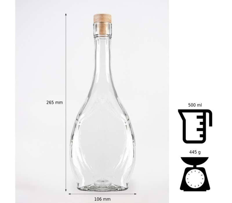 Fľaša sklenená IKONA široká 26,5x10,6 cm 0,5 L Fľaša sklenená IKONA široká 26,5x10,6 cm 0,5 L