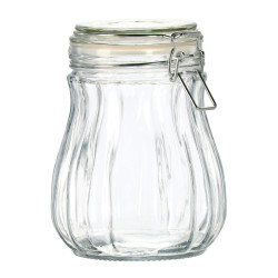 Sklenená dóza patentový uzáver VRÚBKOVANÁ 16,5x12,5 cm 1 L Sklenená dóza patentový uzáver VRÚBKOVANÁ 16,5x12,5 cm 1 L
