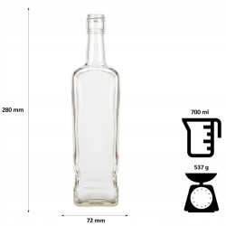 Fľaša sklenená na alkohol 0,5 L 28x7,2 cm