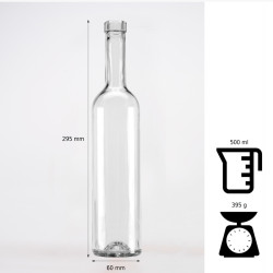 Fľaša sklenená 0,5 L 29,5x6 cm