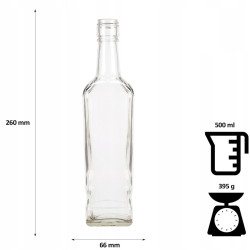 Fľaša sklenená na whisky 250ml 26x6,6 cm