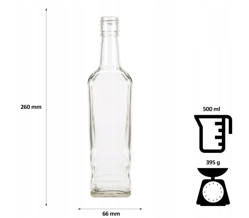 Fľaša sklenená WHISKEY 26x6,6 cm 0,25 L