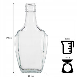 Fľaša sklenená na alkohol 0,25 L 17x8,5 cm