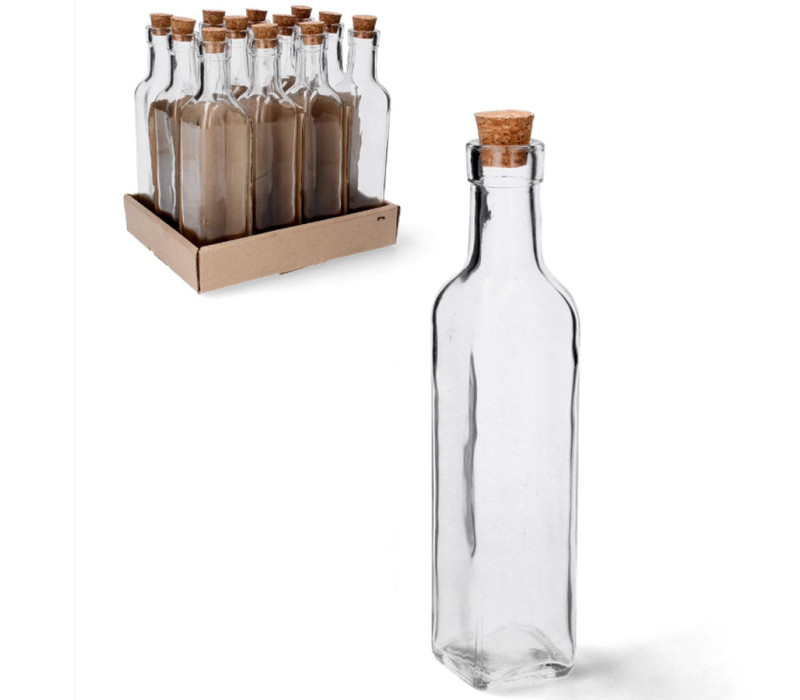 Sklenená fľaša s uzáverom 0,25 L 21,5x4,7x4,7 cm
